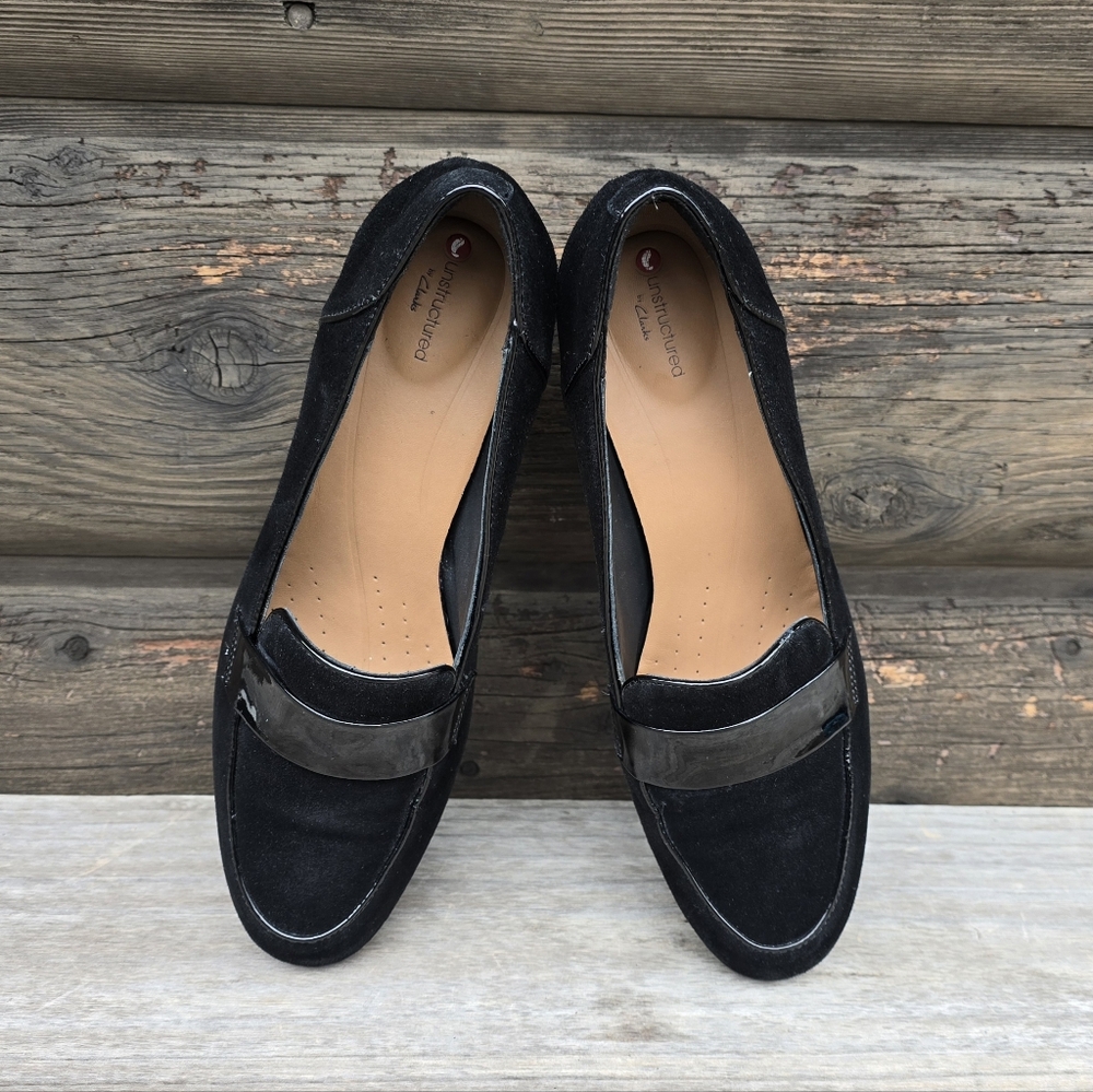 Clarks Un Cosmo Way Modern Preppy Minimalist Block Heel Comfort Loafer Pump 9M - Picture 7 of 15